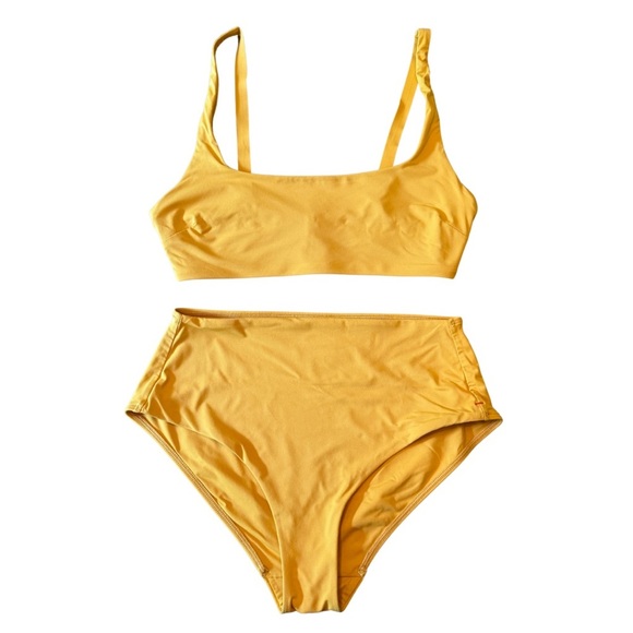 Everlane ReNew Square Neck Bikini Set | Mustard Yellow | Size Small - Picture 3 of 14
